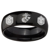 10mm Marine Chief Master Sergeant  Dome Black Tungsten Carbide Mens Bands Ring