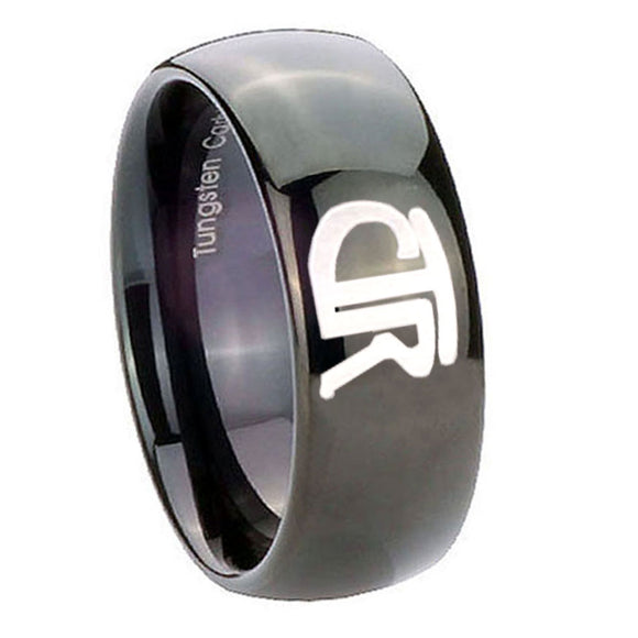 10mm CTR Dome Black Tungsten Carbide Mens Ring Personalized