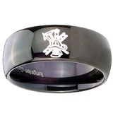 10mm Fireman Dome Black Tungsten Carbide Wedding Bands Ring