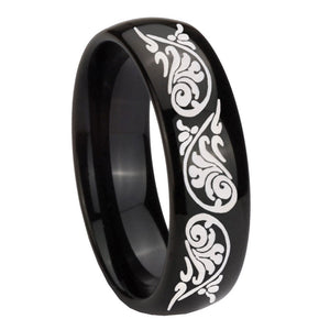 10mm Etched Tribal Pattern Dome Black Tungsten Carbide Rings for Men