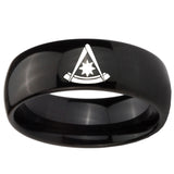 10mm Pester Master Masonic Dome Black Tungsten Carbide Wedding Band Mens