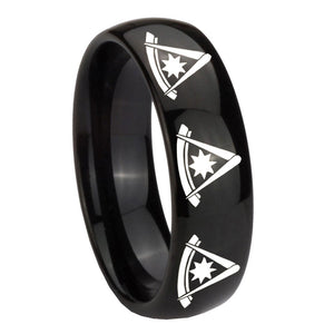 10mm Multiple Pester Master Masonic Dome Black Tungsten Mens Promise Ring