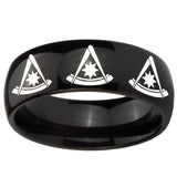 10mm Multiple Pester Master Masonic Dome Black Tungsten Mens Promise Ring