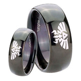 Bride and Groom Zelda Skyward Sword Dome Black Tungsten Men's Band Ring Set