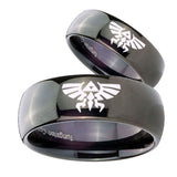 Bride and Groom Zelda Skyward Sword Dome Black Tungsten Men's Band Ring Set