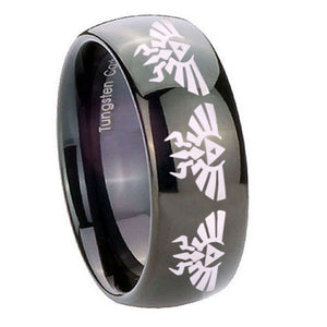 10mm Multiple Zelda Skyward Sword Dome Black Tungsten Mens Engagement Ring