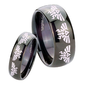 His and Hers Multiple Zelda Skyward Sword Dome Black Tungsten Men's Ring Set