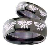 His and Hers Multiple Zelda Skyward Sword Dome Black Tungsten Men's Ring Set