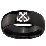 10mm Anchor Dome Black Tungsten Carbide Wedding Bands Ring