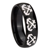 10mm Multiple Anchor Dome Black Tungsten Carbide Men's Engagement Ring