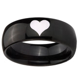 10mm Heart Dome Black Tungsten Carbide Men's Wedding Band