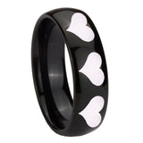 10mm Multiple Heart Dome Black Tungsten Carbide Custom Mens Ring