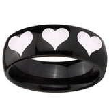 10mm Multiple Heart Dome Black Tungsten Carbide Custom Mens Ring
