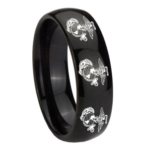 10mm Multiple Marine Dome Black Tungsten Carbide Custom Mens Ring