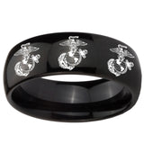 10mm Multiple Marine Dome Black Tungsten Carbide Custom Mens Ring