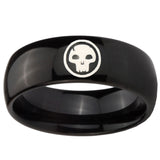 10mm Skull Dome Black Tungsten Carbide Wedding Band Ring