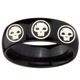 10mm Multiple Skull Dome Black Tungsten Carbide Engagement Ring