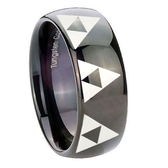 10mm Multiple Zelda Triforce Dome Black Tungsten Carbide Wedding Engraving Ring