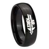 10MM Classic Dome Air Force Shiny Black Tungsten Carbide Men's Ring