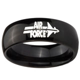 10MM Classic Dome Air Force Shiny Black Tungsten Carbide Men's Ring