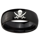 10mm Skull Pirate Dome Black Tungsten Carbide Wedding Engagement Ring