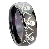 10mm Multiple Skull Pirate Dome Black Tungsten Carbide Promise Ring