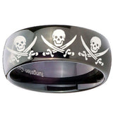 10mm Multiple Skull Pirate Dome Black Tungsten Carbide Promise Ring