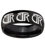 10mm Multiple CTR Dome Black Tungsten Carbide Mens Ring Engraved