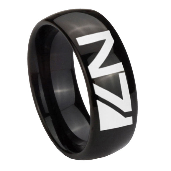 10mm N7 Design Dome Black Tungsten Carbide Mens Anniversary Ring