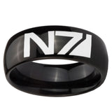 10mm N7 Design Dome Black Tungsten Carbide Mens Anniversary Ring