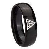 10mm Masonic Triple Dome Black Tungsten Carbide Personalized Ring