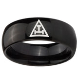 10mm Masonic Triple Dome Black Tungsten Carbide Personalized Ring