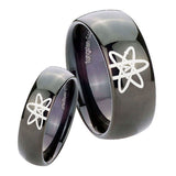 Bride and Groom American Atheist Dome Black Tungsten Personalized Ring Set