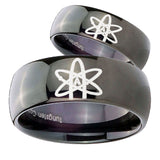 Bride and Groom American Atheist Dome Black Tungsten Personalized Ring Set