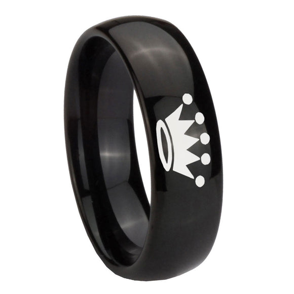 10mm Crown Dome Black Tungsten Carbide Men's Wedding Band