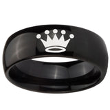 10mm Crown Dome Black Tungsten Carbide Men's Wedding Band