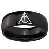 10mm Deathly Hallows Dome Black Tungsten Carbide Mens Engagement Band