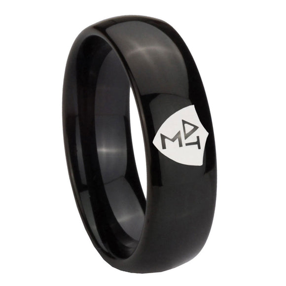 10mm Greek CTR Dome Black Tungsten Carbide Wedding Band Ring