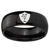 10mm Greek CTR Dome Black Tungsten Carbide Wedding Band Ring