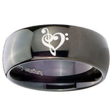 10mm Music & Heart Dome Black Tungsten Carbide Engagement Ring