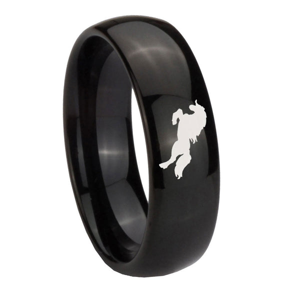 10mm Horse Dome Black Tungsten Carbide Wedding Engraving Ring