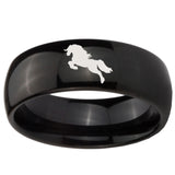 10mm Horse Dome Black Tungsten Carbide Wedding Engraving Ring