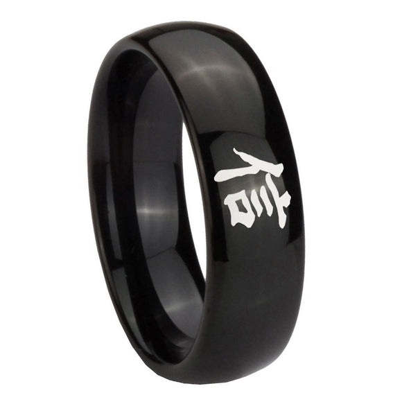 10mm Kanji Faith Dome Black Tungsten Carbide Men's Engagement Ring