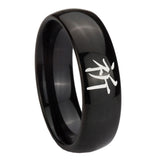 10mm Kanji Prayer Dome Black Tungsten Carbide Wedding Engagement Ring