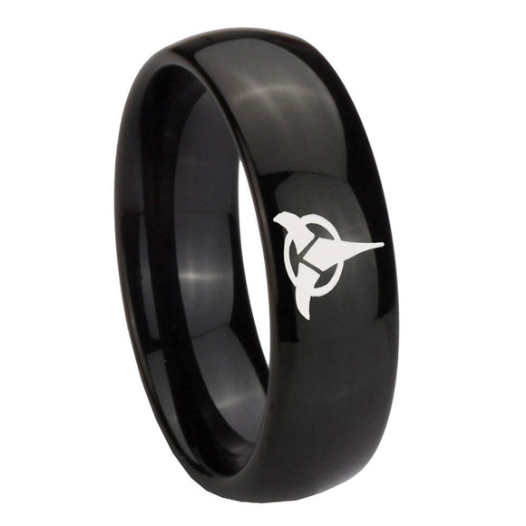 10mm Klingon Dome Black Tungsten Carbide Men's Engagement Band