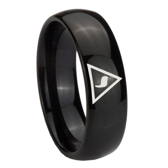 10mm Masonic Yod Dome Black Tungsten Carbide Men's Promise Rings