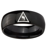 10mm Masonic Yod Dome Black Tungsten Carbide Men's Promise Rings