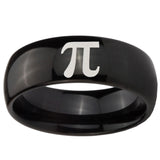 10mm Math Pi Dome Black Tungsten Carbide Mens Ring Personalized