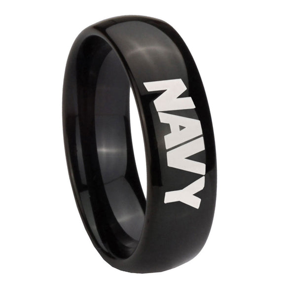 10mm Navy Dome Black Tungsten Carbide Wedding Engagement Ring