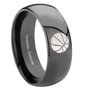 10mm Basketball Dome Black Tungsten Carbide Mens Engagement Band